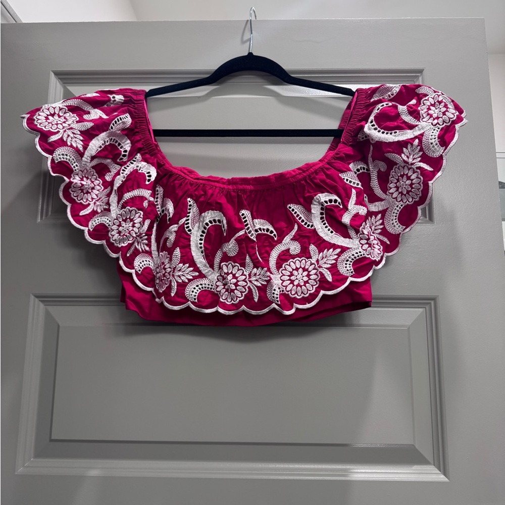 Embroidered Pink Women's Top